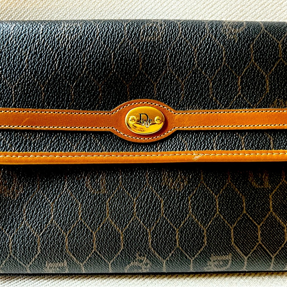 Vintage Christian Dior logo canvas clutch, never used!